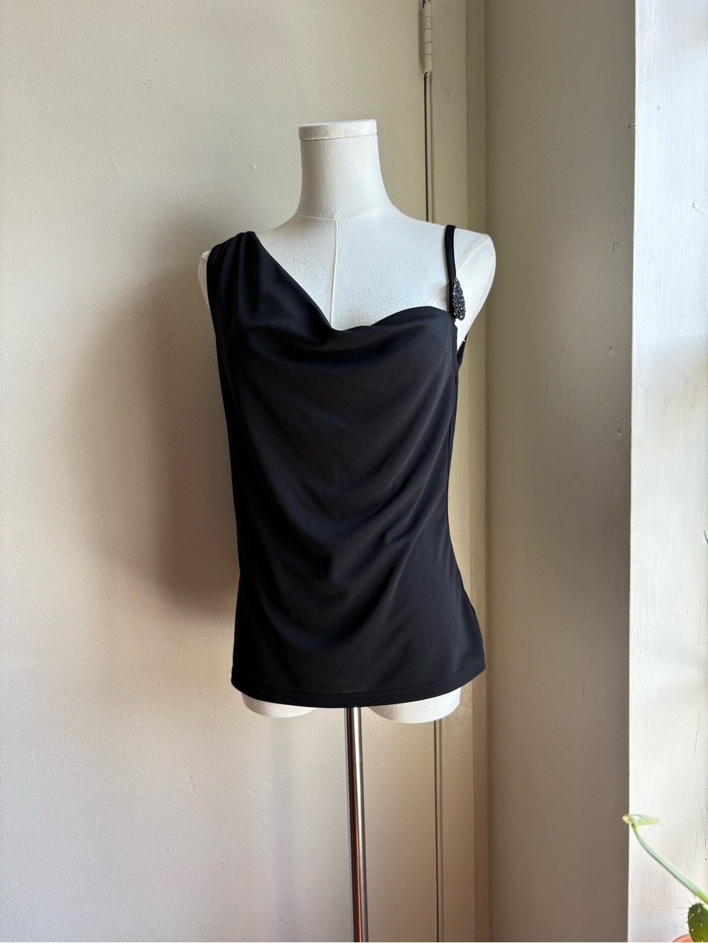 vintage y2k muse noir assymetrical strap cami top